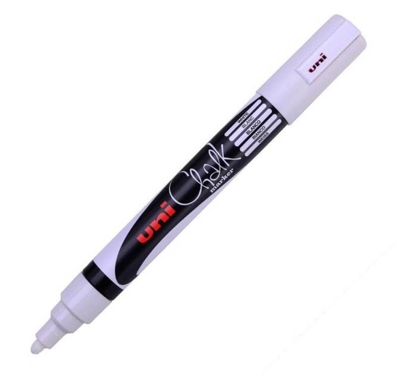 Popisovač křídový UNI PWE-5M 1,8-2,5 mm, BILÝ