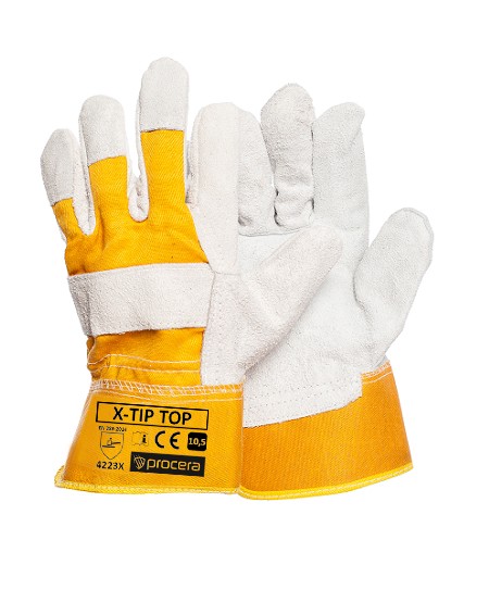 Pracovní rukavice kožené X-TIP TOP GOLD velikos