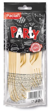 Příbory plastové imitace dřeva 3 x 6 ks.