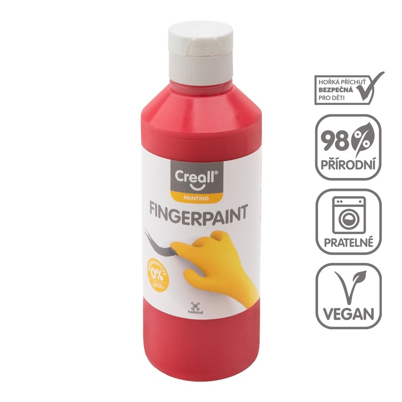 Prstová barva CREALL fingertpaint 250 ml. červen