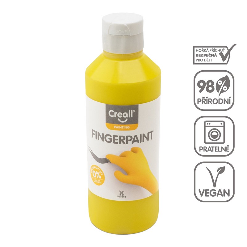 Prstová barva CREALL fingertpaint 250 ml. žlutá