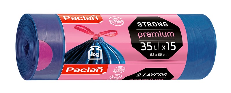 Pytle na odpad HDPE 30µ., 35l. 15ks. se zatahovac