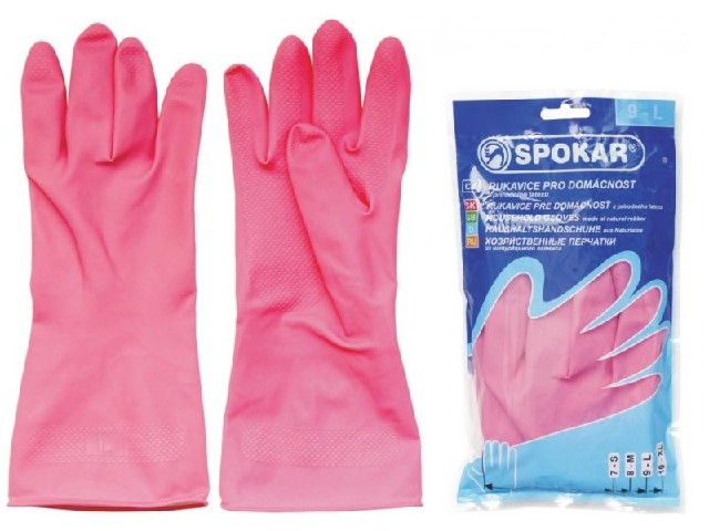 Rukavice GUMOVÉ úklidové SPOKÁR č.9 - růžov