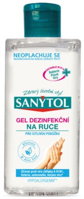 SANYTOL dezinfekční gel na ruce pro citlivou pokožku 75ml.