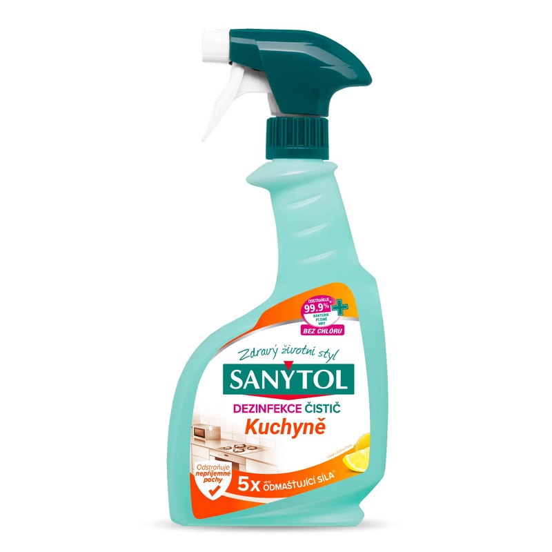 SANYTOL odmašťující čistič do KUCHYNĚ sprej 500ml.