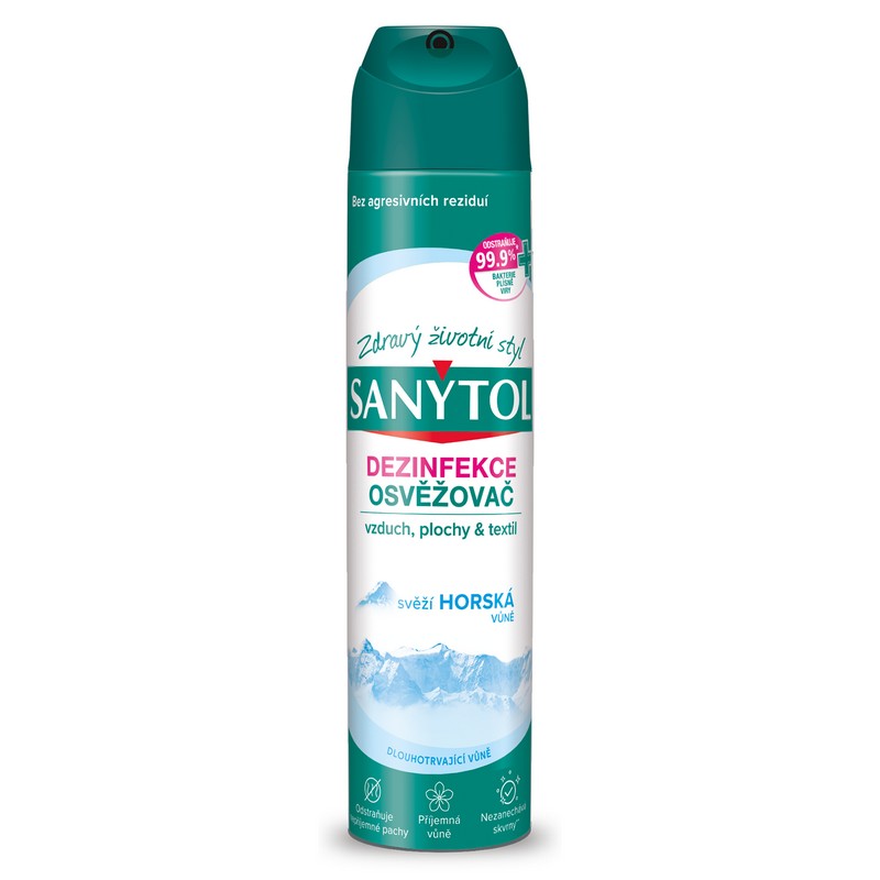 SANYTOL osvěžovač vzduchu, ploch a textilií HORSKÝ VÁNEK 300ml.