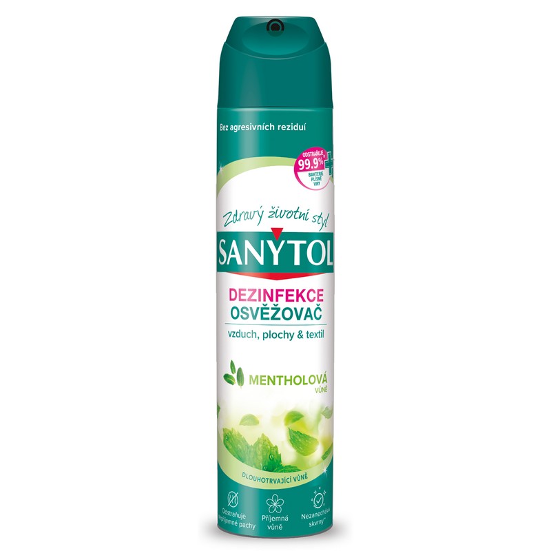 SANYTOL osvěžovač vzduchu, ploch a textilií MENTOL 300ml.