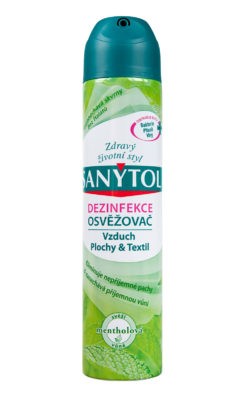 SANYTOL osvěžovač vzduchu, ploch a textilií MENTOL 300ml.