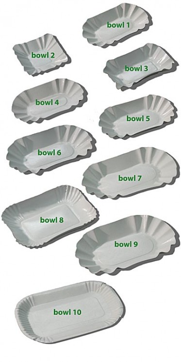 Tácek č.9 miska papírová CLASSIC s PET fólií 14 x 22 x 3,7cm 250ks.