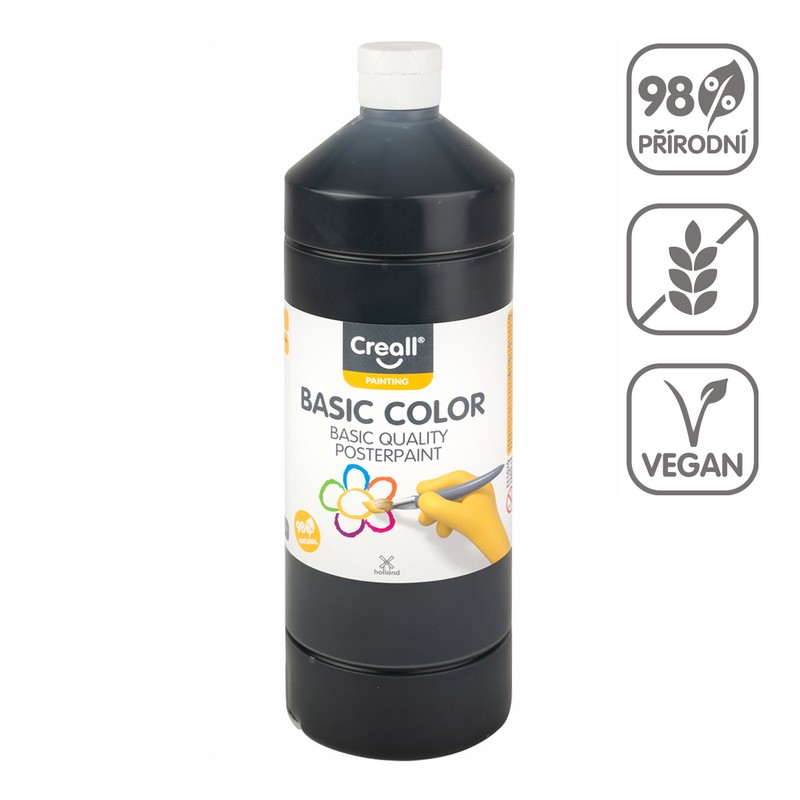 Temperová barva CREALL basic 1000ml. ČERNÁ