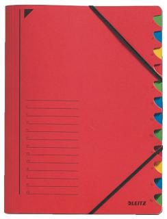 Třídící desky s gumičkou Leitz A4, 12 listů, 5ks. červené