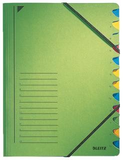 Třídící desky s gumičkou Leitz A4, 12 listů, 5ks. zelené