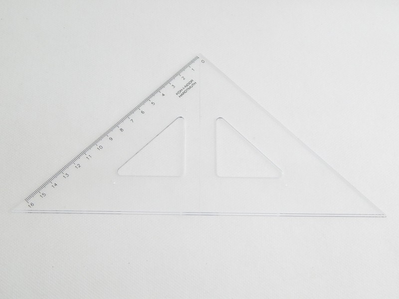 Trojúhelník 45/177 KTR s kolmicí pro LEVÁKY čirý