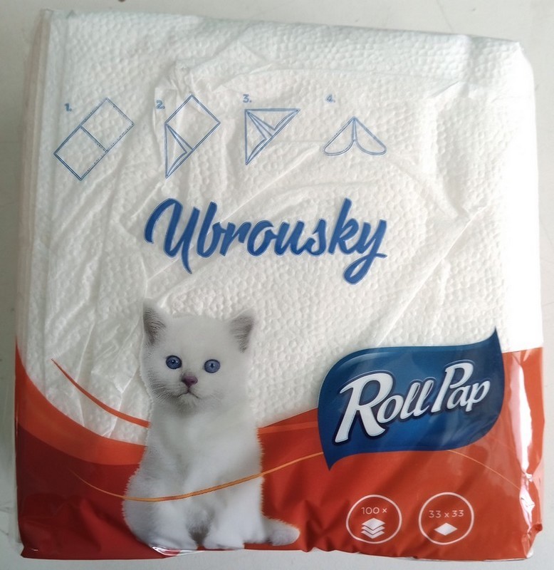 Ubrousek prostírací Kočka 33 x 33cm. 100ks.