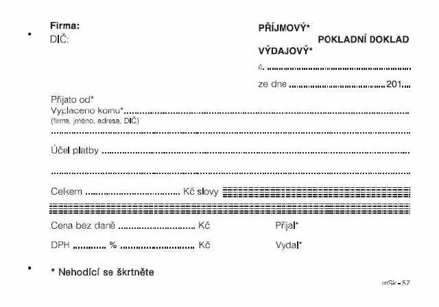 UNIVERZÁLNÍ PŘÍJMOVÝ - VÝDAJOVÝ POKLADNÍ DOKLAD A6 - NCR