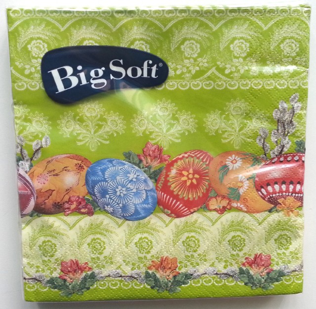 Velikonoční ubrousky prostírací 2vr. 33x33cm.20 ks. zelené