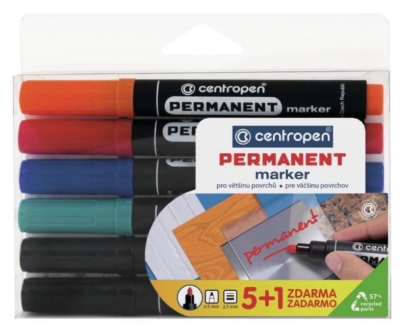 Značkovač CENTROPEN 8566 Permanent sada 5+1ks.