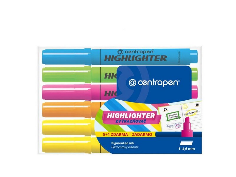 Zvýrazňovač CENTROPEN 8552 SADA 5+1 barev